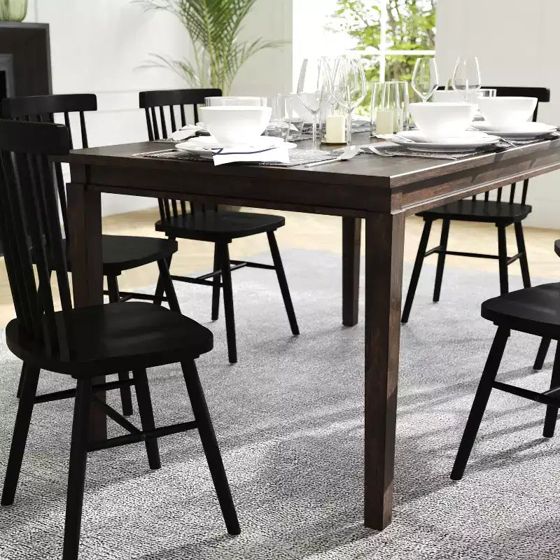 Flash Furniture Henry Table à manger en bois massif, qualité commerciale robuste, table rectangulaire en bois pour 6