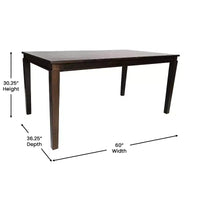 Flash Furniture Henry Table à manger en bois massif, qualité commerciale robuste, table rectangulaire en bois pour 6