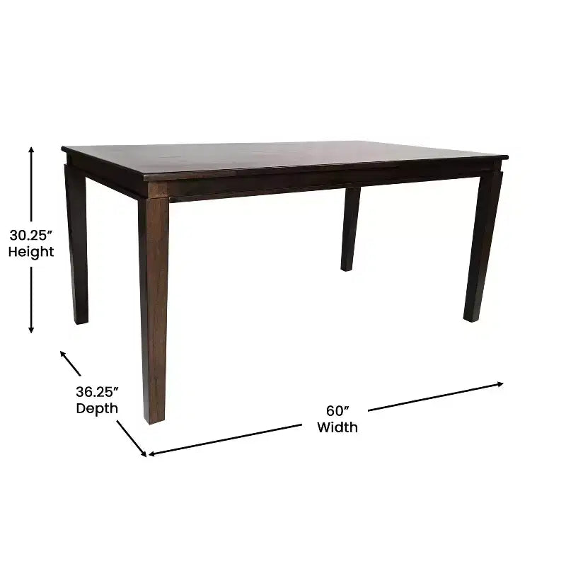 Flash Furniture Henry Table à manger en bois massif, qualité commerciale robuste, table rectangulaire en bois pour 6