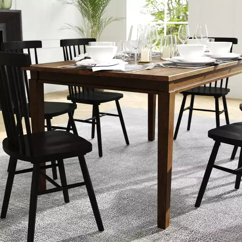 Flash Furniture Henry Table à manger en bois massif, qualité commerciale robuste, table rectangulaire en bois pour 6