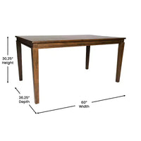 Flash Furniture Henry Table à manger en bois massif, qualité commerciale robuste, table rectangulaire en bois pour 6