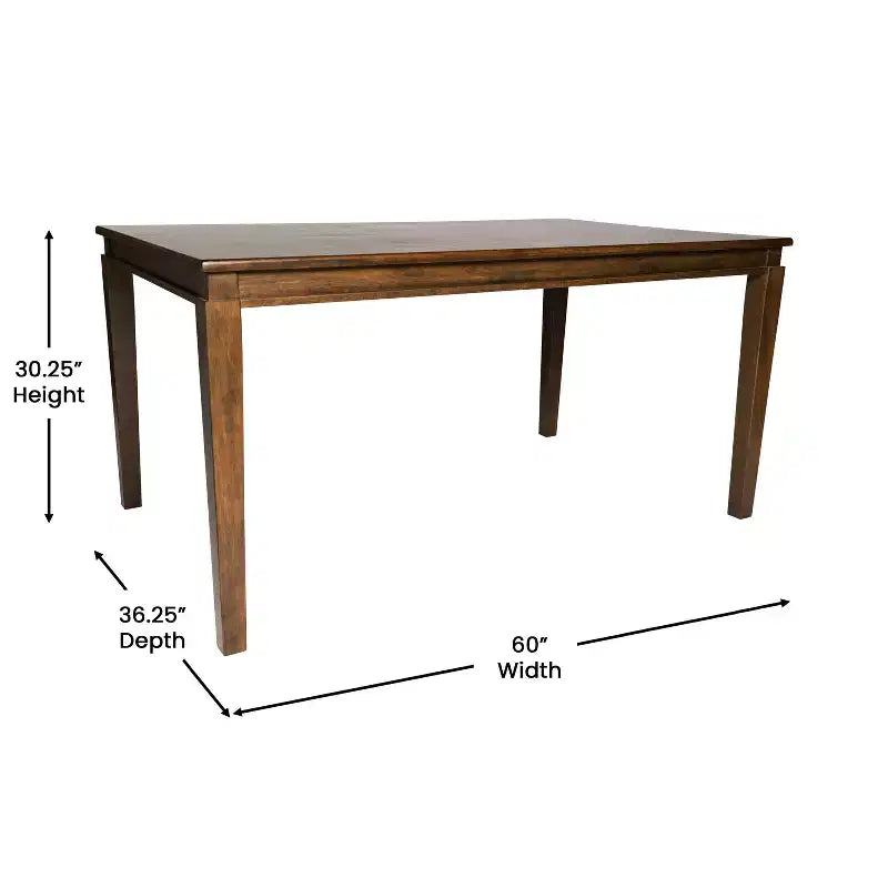 Flash Furniture Henry Table à manger en bois massif, qualité commerciale robuste, table rectangulaire en bois pour 6