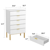 Commode de rangement à 5 tiroirs Table de chevet Meuble de rangement 60 cm L Blanc/Dos