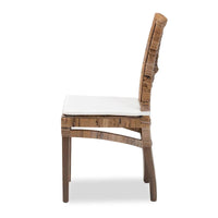 Chaise de salle à manger Laluna en rotin et bois d'acajou de style bohème moderne avec coussin
