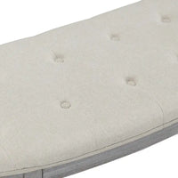 Banc rembourré capitonné beige avec pieds en bois - 55L x 20H