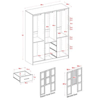 Palace Imports Armoire-penderie Cosmo 3 portes 100% bois massif avec portes en bois massif ou miroir