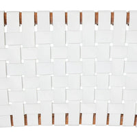 Chaises de salle à manger tressées faites à la main en cuir avec cadre en bois de teck - Lot de 2 Marron, Blanc ou Noir - Roche River Decor
