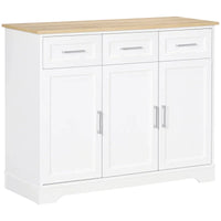 Meuble de Rangement Buffet de Cuisine Blanc avec 3 Tiroirs et Étagère Réglable