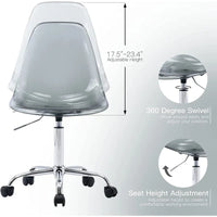 Chaise de bureau à roulettes sans accoudoirs, réglable en hauteur, en acrylique pivotant