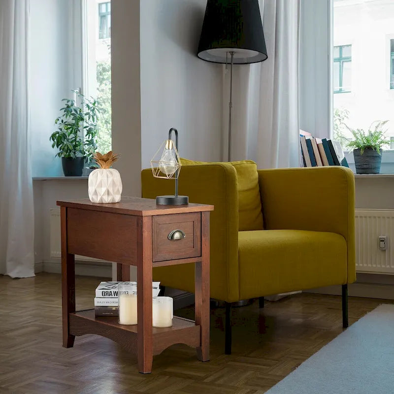 Ensemble de 2 tables d'appoint contemporaines compactes Gymax avec tiroir - 13 X 22 X 23 (L X l X H)