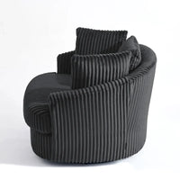 Fauteuil pivotant rond surdimensionné en velours côtelé avec accoudoirs encastrés 43 W
