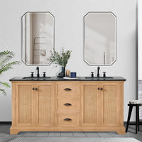 Hervas Meuble-lavabo avec dessus en marbre naturel sans miroir
