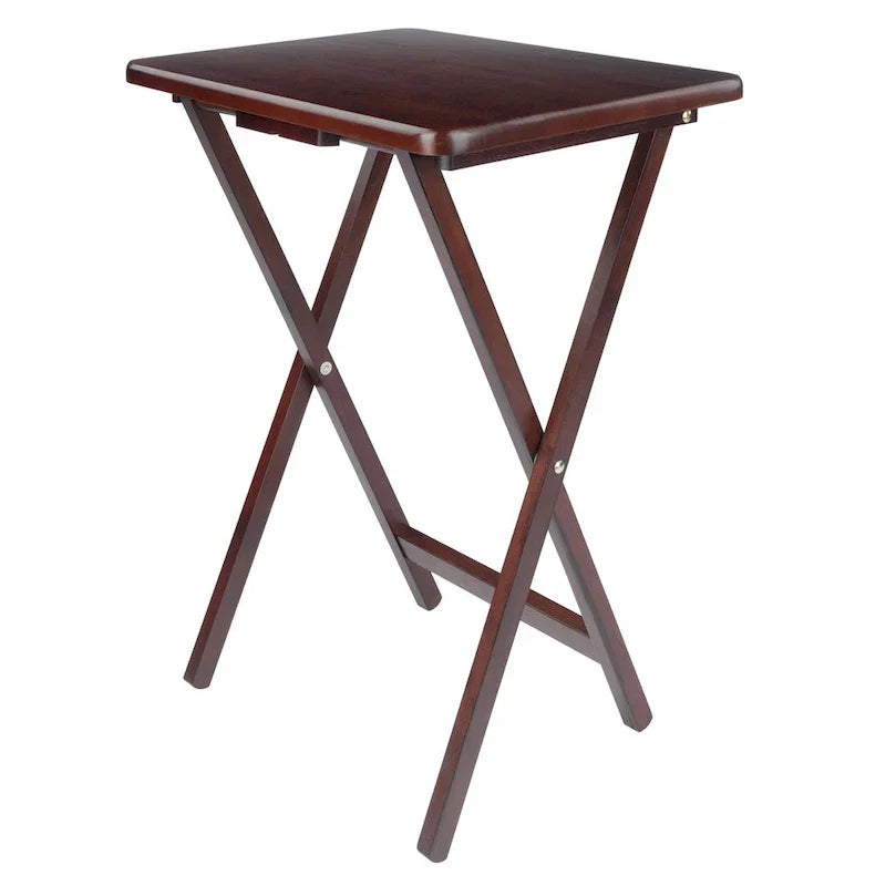 Ensemble de 4 tables d'appoint pliantes en noyer antique riche de 65,4 cm
