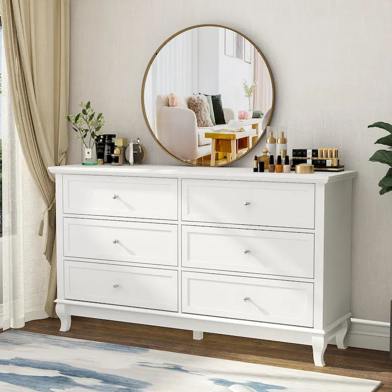 Commode de chambre à coucher en bois à 6 tiroirs profonds