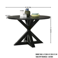 Ensemble de salle à manger 5 pièces, ensemble de meubles de cuisine en bois, table ronde avec piètement central en croix et 4 chaises capitonnées