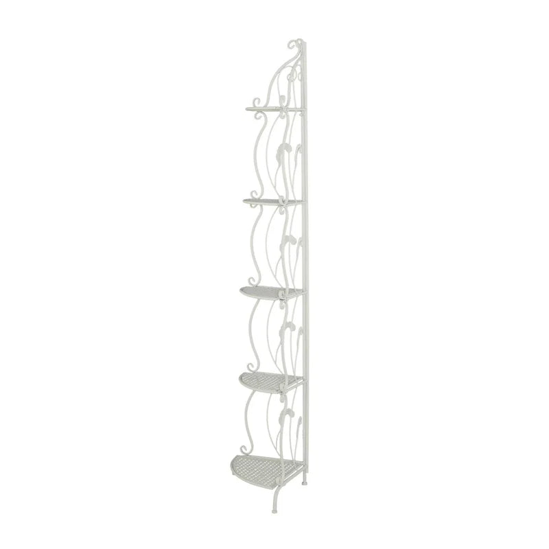 Étagère de boulanger pliante haute en métal à volutes, intérieure et extérieure, 5 étagères - Or ou blanc - Roche River Decor