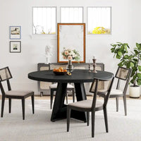 Table à manger ronde de 120 cm pour 4 personnes, table de salle à manger/cuisine/salon en bois style ferme