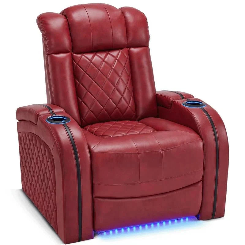 MCombo Fauteuil inclinable électrique avec appui-tête réglable, siège de home cinéma double moteur avec port USB, cuir respirant HTS411
