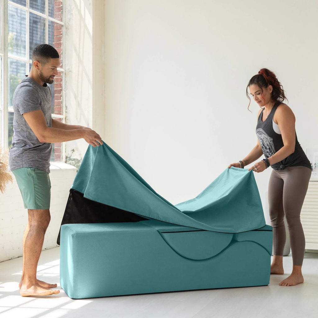 Avana Kami Méridienne convertible / yoga & massage - ottoman 2 en 1 avec fauteuil de yoga escamotable dissimulé, microvelours - N/A