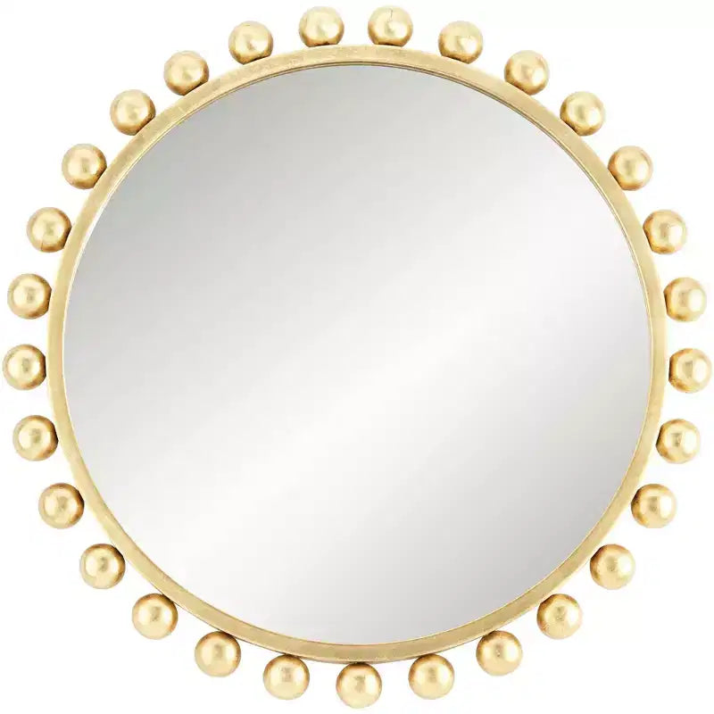 Miroir mural décoratif rond Uttermost - Bord sphérique moderne - Cadre en feuille d'or métallisé 33" de large pour salle de bain, chambre à coucher