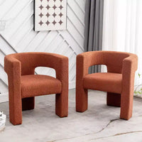 Ensemble de 2 fauteuils rembourrés en tissu bouclette à accoudoirs carrés de 71 cm de large - Kinwell