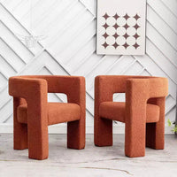 Ensemble de 2 fauteuils rembourrés en tissu bouclette à accoudoirs carrés de 71 cm de large - Kinwell