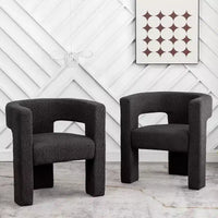 Ensemble de 2 fauteuils rembourrés en tissu bouclette à accoudoirs carrés de 71 cm de large - Kinwell