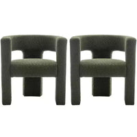 Ensemble de 2 fauteuils rembourrés en tissu bouclette à accoudoirs carrés de 71 cm de large - Kinwell