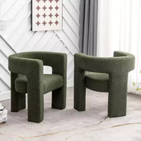 Ensemble de 2 fauteuils rembourrés en tissu bouclette à accoudoirs carrés de 71 cm de large - Kinwell