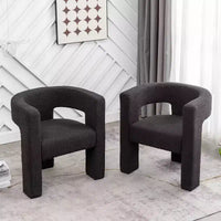 Ensemble de 2 fauteuils rembourrés en tissu bouclette à accoudoirs carrés de 71 cm de large - Kinwell