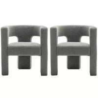 Ensemble de 2 fauteuils rembourrés en tissu bouclette à accoudoirs carrés de 71 cm de large - Kinwell
