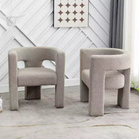 Ensemble de 2 fauteuils rembourrés en tissu bouclette à accoudoirs carrés de 71 cm de large - Kinwell
