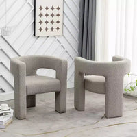 Ensemble de 2 fauteuils rembourrés en tissu bouclette à accoudoirs carrés de 71 cm de large - Kinwell