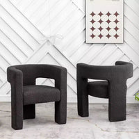 Ensemble de 2 fauteuils rembourrés en tissu bouclette à accoudoirs carrés de 71 cm de large - Kinwell