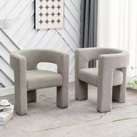 Ensemble de 2 fauteuils rembourrés en tissu bouclette à accoudoirs carrés de 71 cm de large - Kinwell