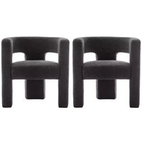 Set of 2 28 Wide Boucle Upholstered Square Armchair - Kinwell