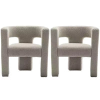 Ensemble de 2 fauteuils rembourrés en tissu bouclette à accoudoirs carrés de 71 cm de large - Kinwell