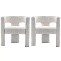 Ensemble de 2 fauteuils rembourrés en tissu bouclette à accoudoirs carrés de 71 cm de large - Kinwell