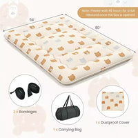 Costway Matelas futon Full / King / Queen / Twin, tapis de sol japonais, housse lavable, sac de transport, ours brun