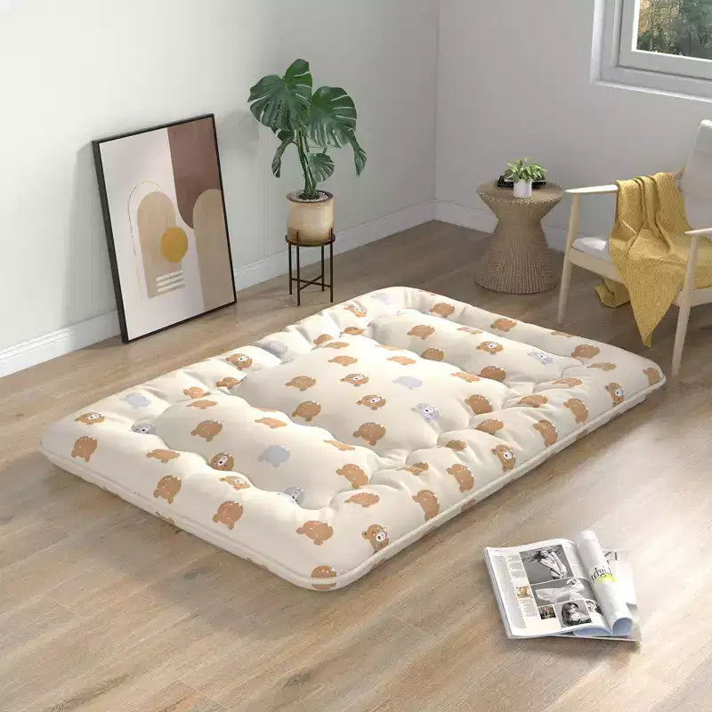 Costway Matelas futon Full / King / Queen / Twin, tapis de sol japonais, housse lavable, sac de transport, ours brun