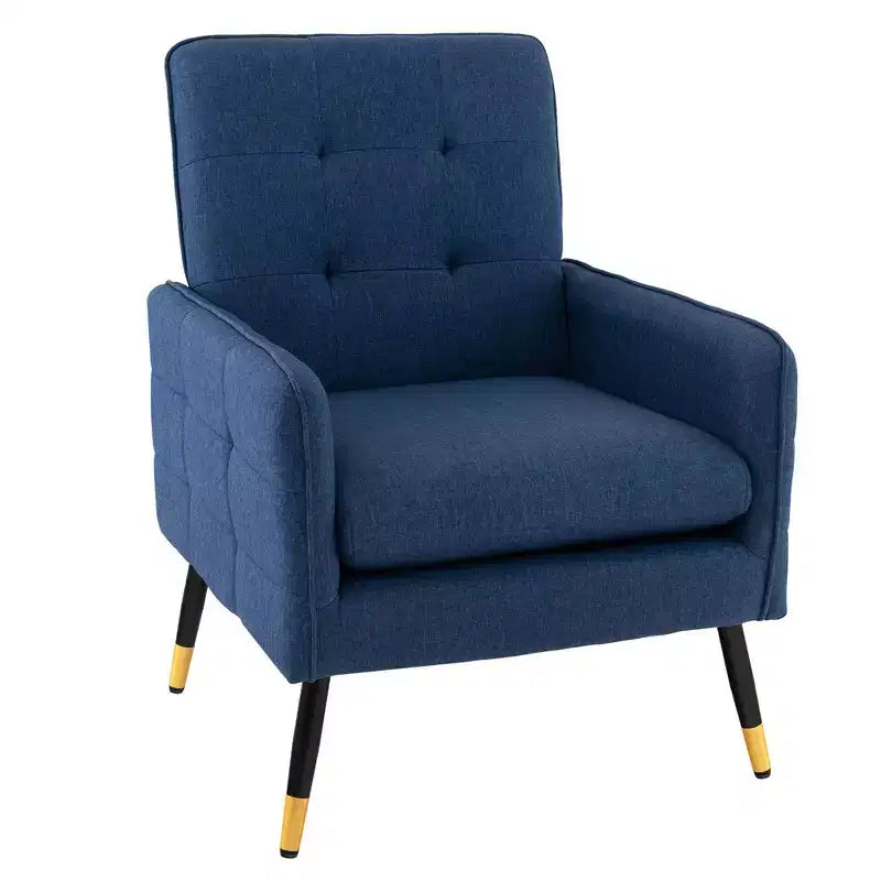 Fauteuil d'appoint en tissu Costway, style moderne, avec pieds en métal massif, coloris bleu/gris/blanc