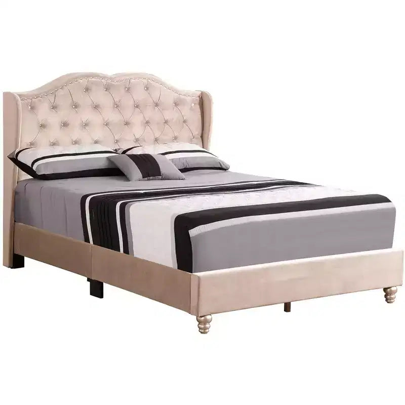 Lit à panneaux capitonné complet Passion Furniture Joy Jewel