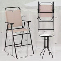Costway Ensemble bistro de patio 3 pièces - Chaises pliantes, table de bar ronde avec trou pour parasol de 1,6'', jardin