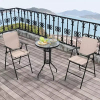 Costway Ensemble bistro de patio 3 pièces - Chaises pliantes, table de bar ronde avec trou pour parasol de 1,6'', jardin