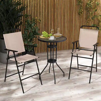 Costway Ensemble bistro de patio 3 pièces - Chaises pliantes, table de bar ronde avec trou pour parasol de 1,6'', jardin