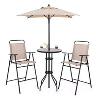 Costway Ensemble de bistro 4 pièces pour patio, chaises pliantes hauteur comptoir, table ronde de bar et parasol