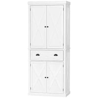 HOMCOM Meuble de Rangement sur Pied Moderne de Style Ferme, Armoire de Cuisine avec 4 Portes, 6 Niveaux, 1 Tiroir et 4 Étagères Réglables