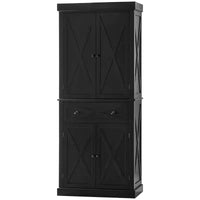 HOMCOM Meuble de Rangement sur Pied Moderne de Style Ferme, Armoire de Cuisine avec 4 Portes, 6 Niveaux, 1 Tiroir et 4 Étagères Réglables