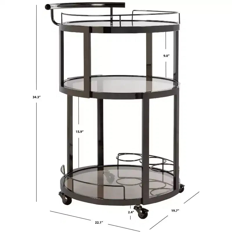 Chariot de bar rond 3 niveaux Rio - BCT8002 - Safavieh