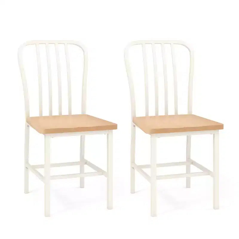 Chaises de salle à manger Costway lot de 2 à haut dossier bleu marine, structure métallique, repose-pieds, cuisine, noir/blanc